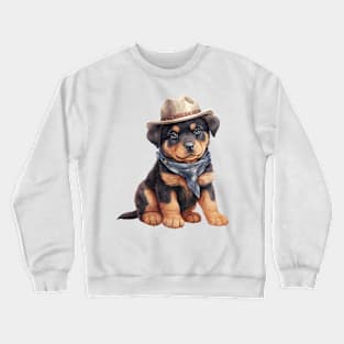 Cowboy Rottweiler Dog Crewneck Sweatshirt